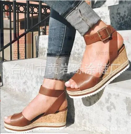 Summer Casual Korean Style Wedge Peep-Toe Heels