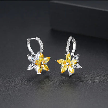 Snowflake Earrings with Zirconium Studs