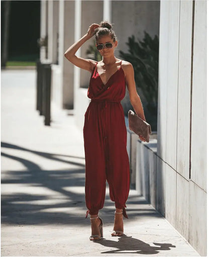 Backless Floral Print Jumpsuit with Slit Design