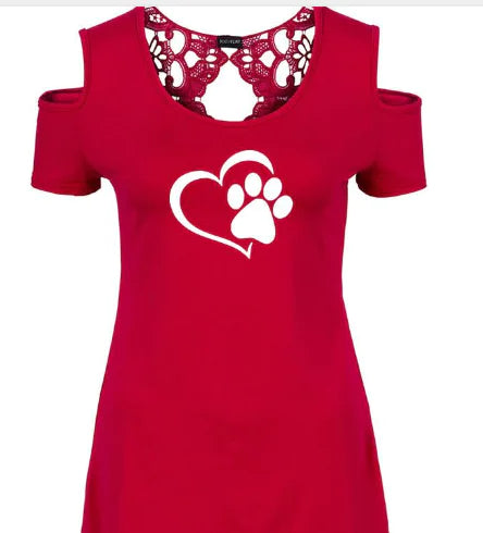 Printed Sweatshirt, Round Neck Short Sleeve, Off-Shoulder