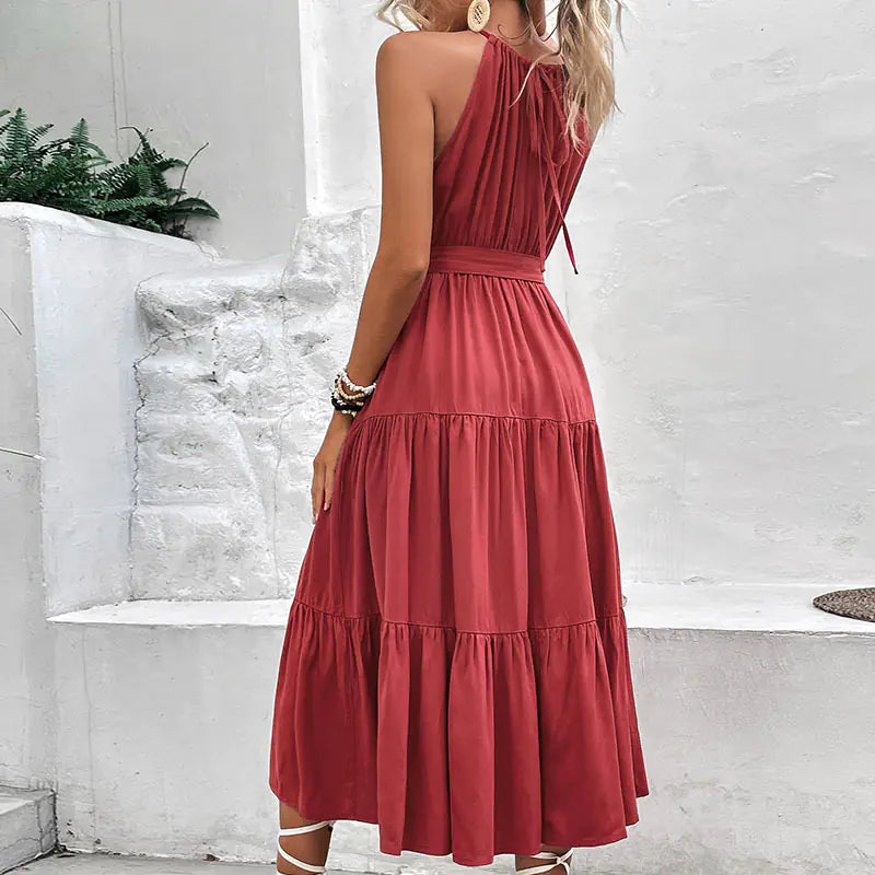 Solid Color Halter Dress for Women
