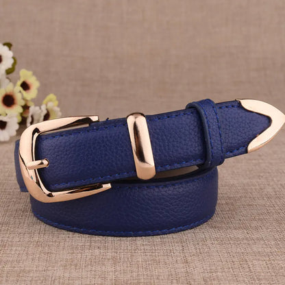 Fashionable Women's Casual Faux Leather Belt with Alloy Buckle