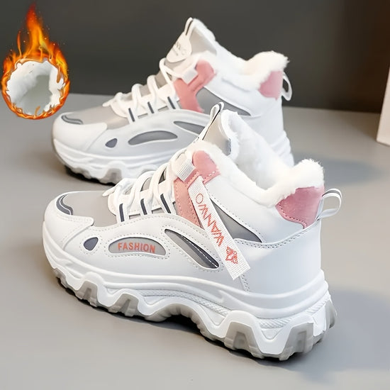 Cozy FleeceLined NonSlip Striped Sports Shoes