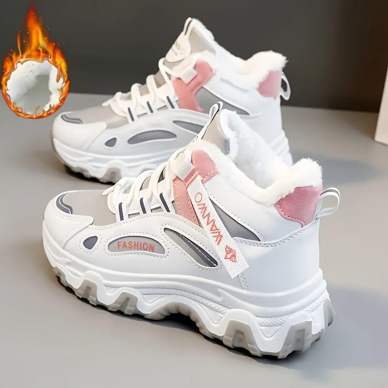 Cozy FleeceLined NonSlip Striped Sports Shoes