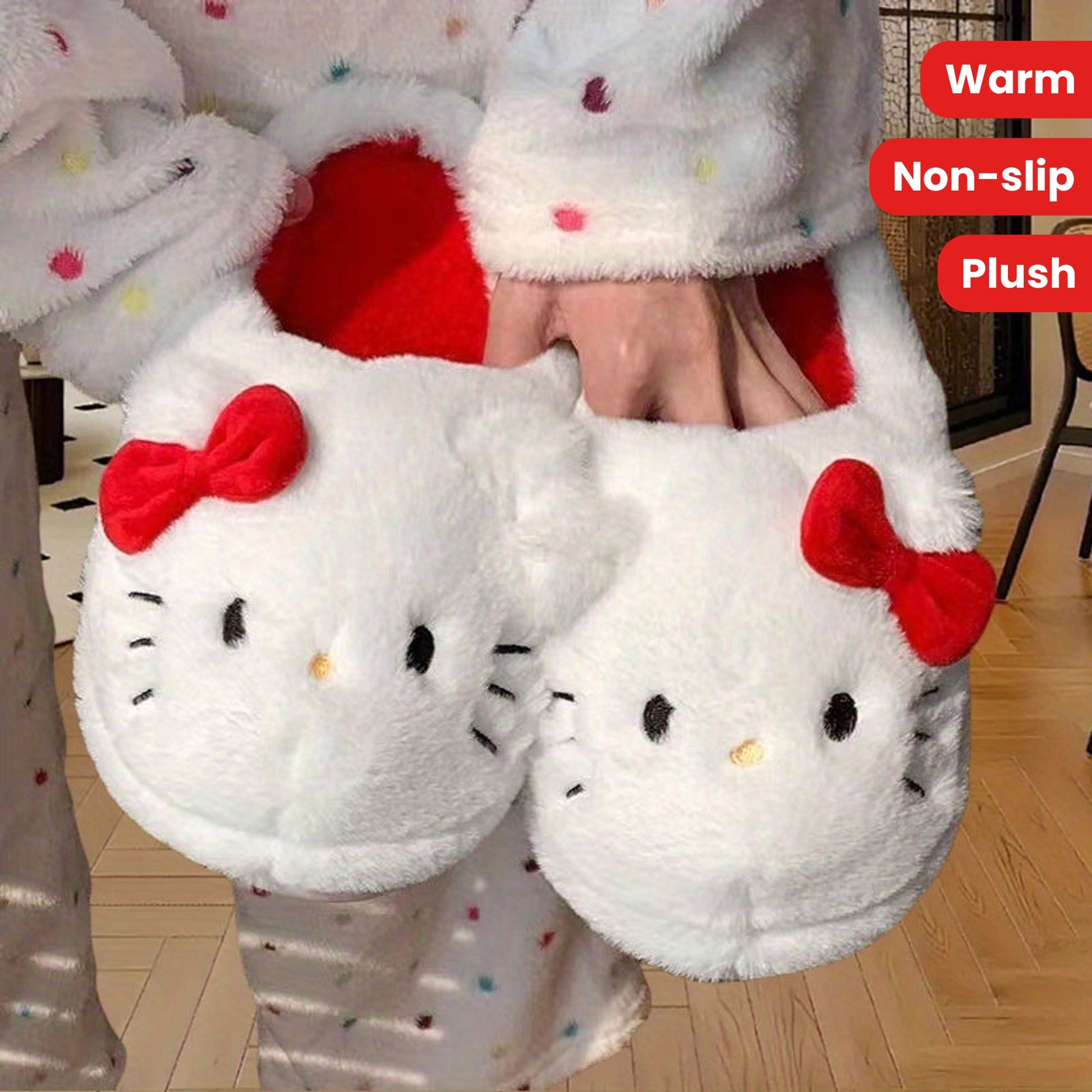 Hello Kitty Plush Slippers Cozy NonSlip  AllSeason Comfort