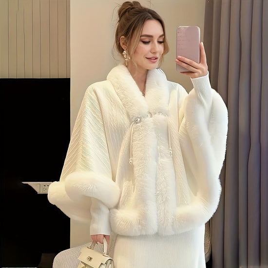 Elegant Plush Cape Shawl Warm 2025 Autumn Winter Style