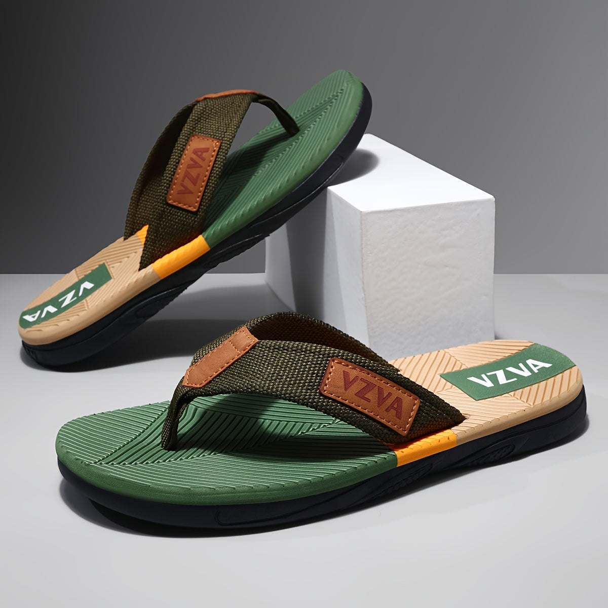 VZVA Mens Blue Print FlipFlops Summer Comfort  Style