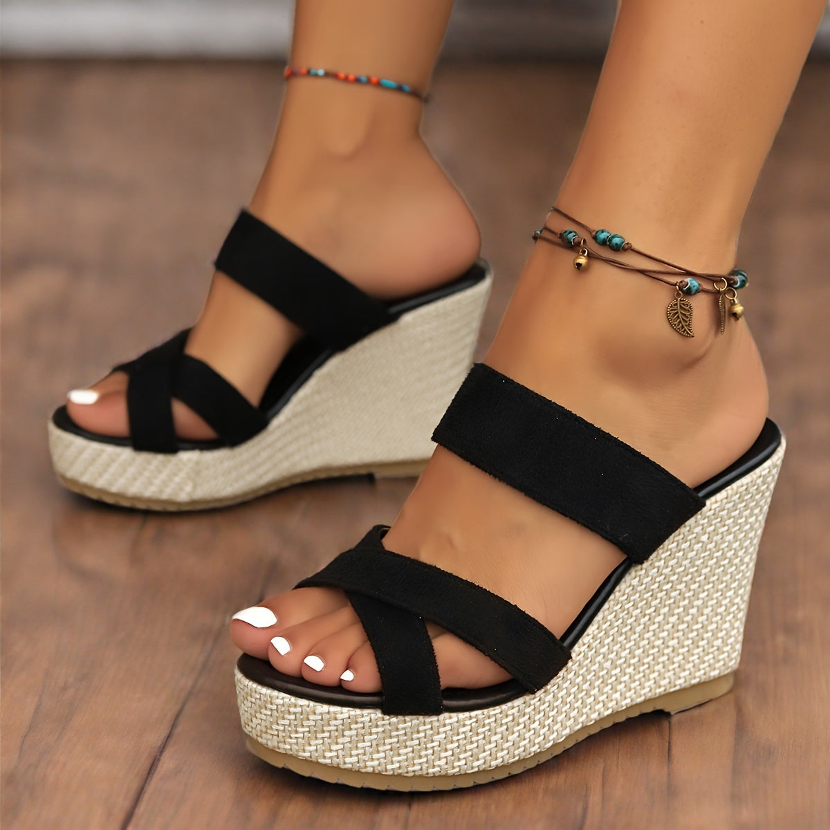 Chic ThickSoled Wedge Slippers Effortless Versatile Style