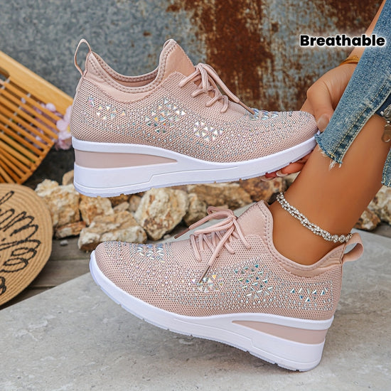 Water Diamond Fly Woven HeightIncreasing Sports Sneakers
