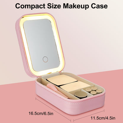 Rechargeable Travel Makeup Mirror Case Organizer