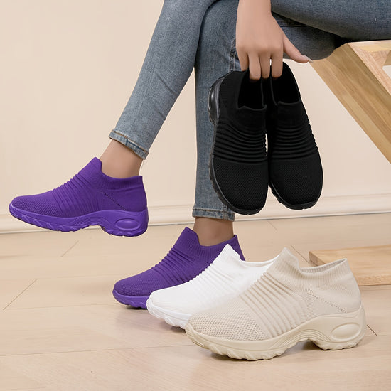 Breathable Knit SlipOn Sneakers for Comfortable Outdoor Running