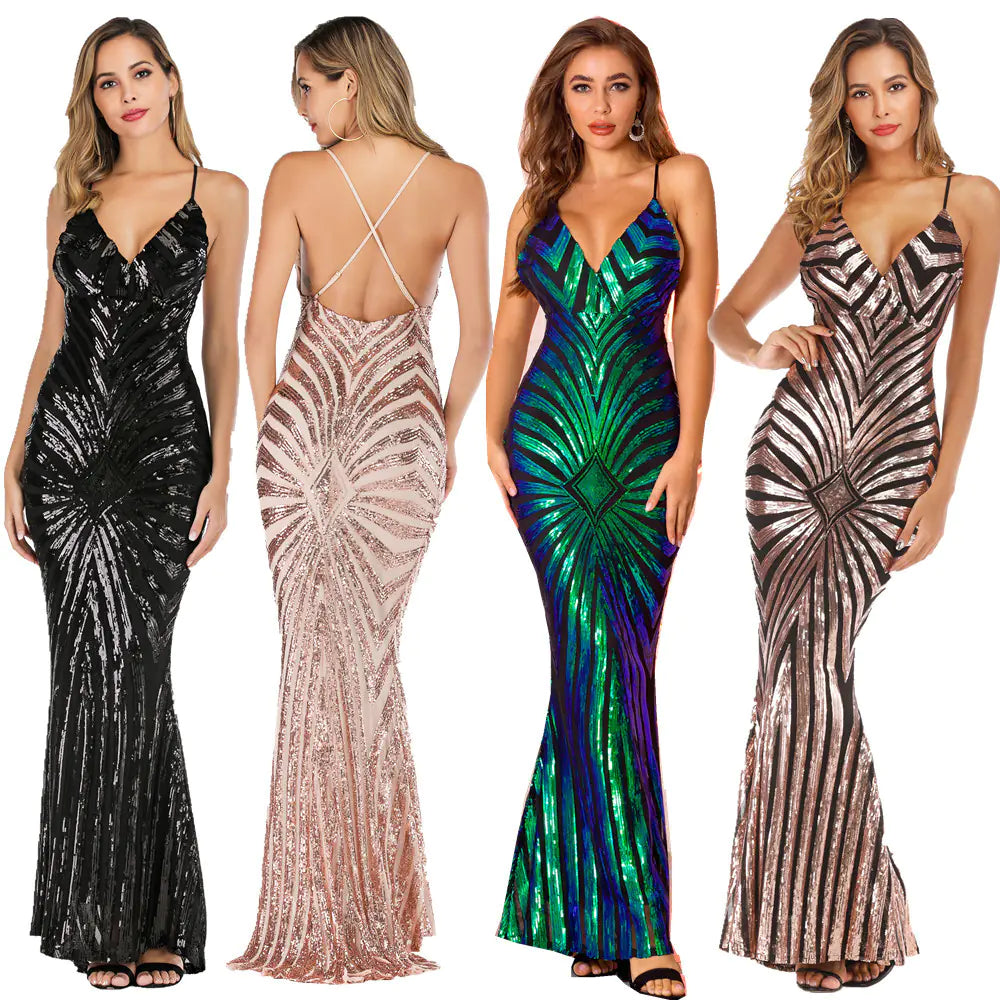 Sexy Backless Maxi Dress for Women - Elastic Floor Length