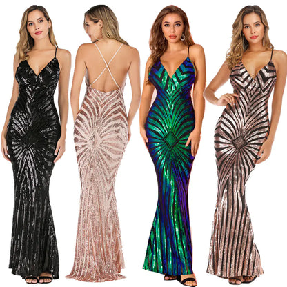 Sexy Backless Maxi Dress for Women - Elastic Floor Length