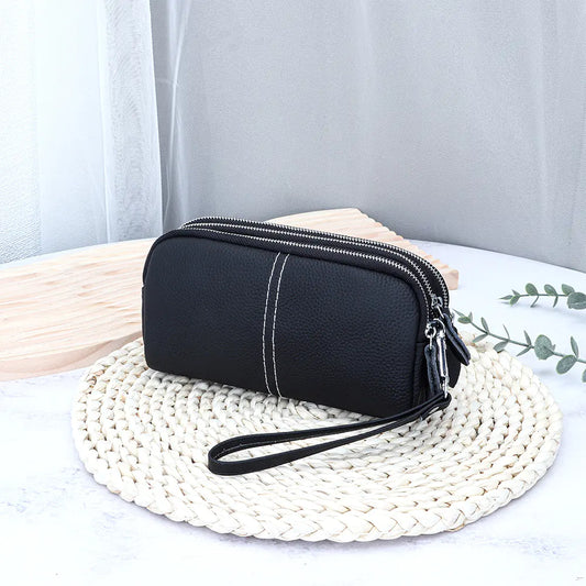 Genuine Leather Large Capacity Zipper Wallet for Women