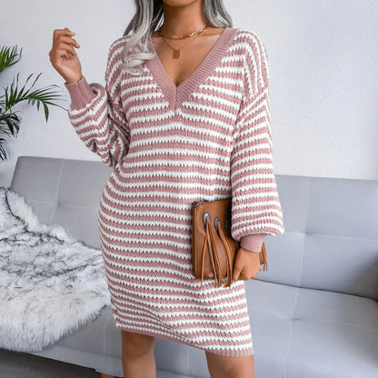 Stylish Striped Knit Dress