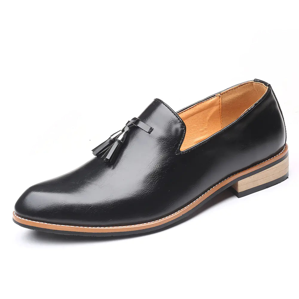 Men's Pointed Toe Leather Dress Shoes - Slip-On Style - Trendy Attic Store01