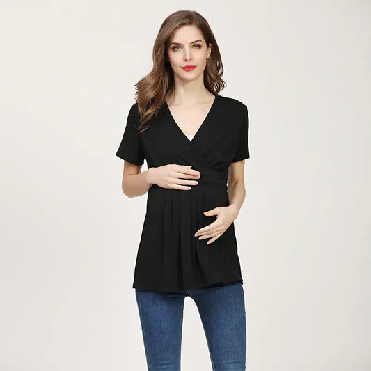 Summer  V-Neck Maternity T-Shirt for Women