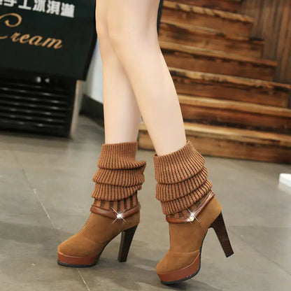 New Women's Korean Style High Heel Knee-High Boots