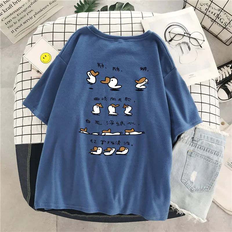 Plus Size Cotton T-Shirt for Women - Loose Fit Summer Top