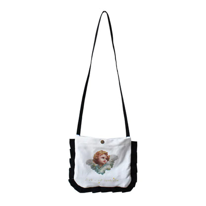 Mini Crossbody Coin Purse with Angel Print and Ruffles