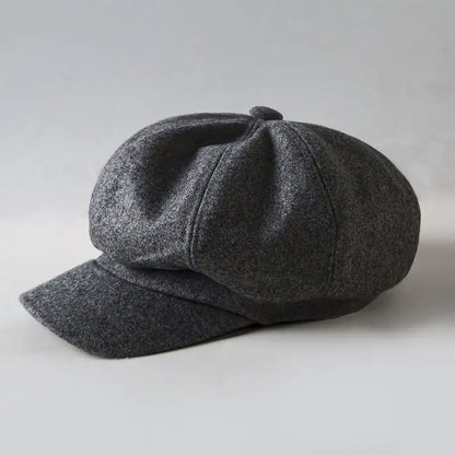 Octagonal Woolen Beret Hat for Casual Wear