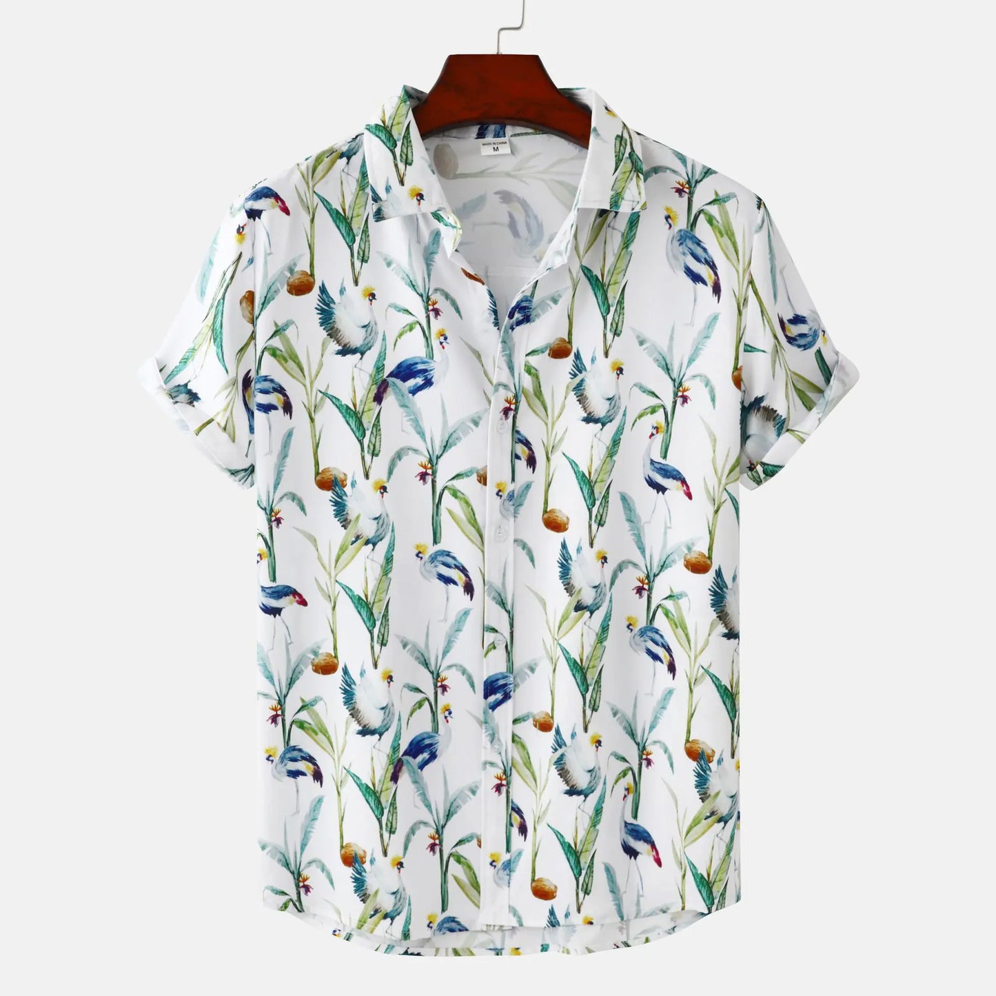 Men's Floral Print Short Sleeve Beach Shirt - Trendy Attic Store01