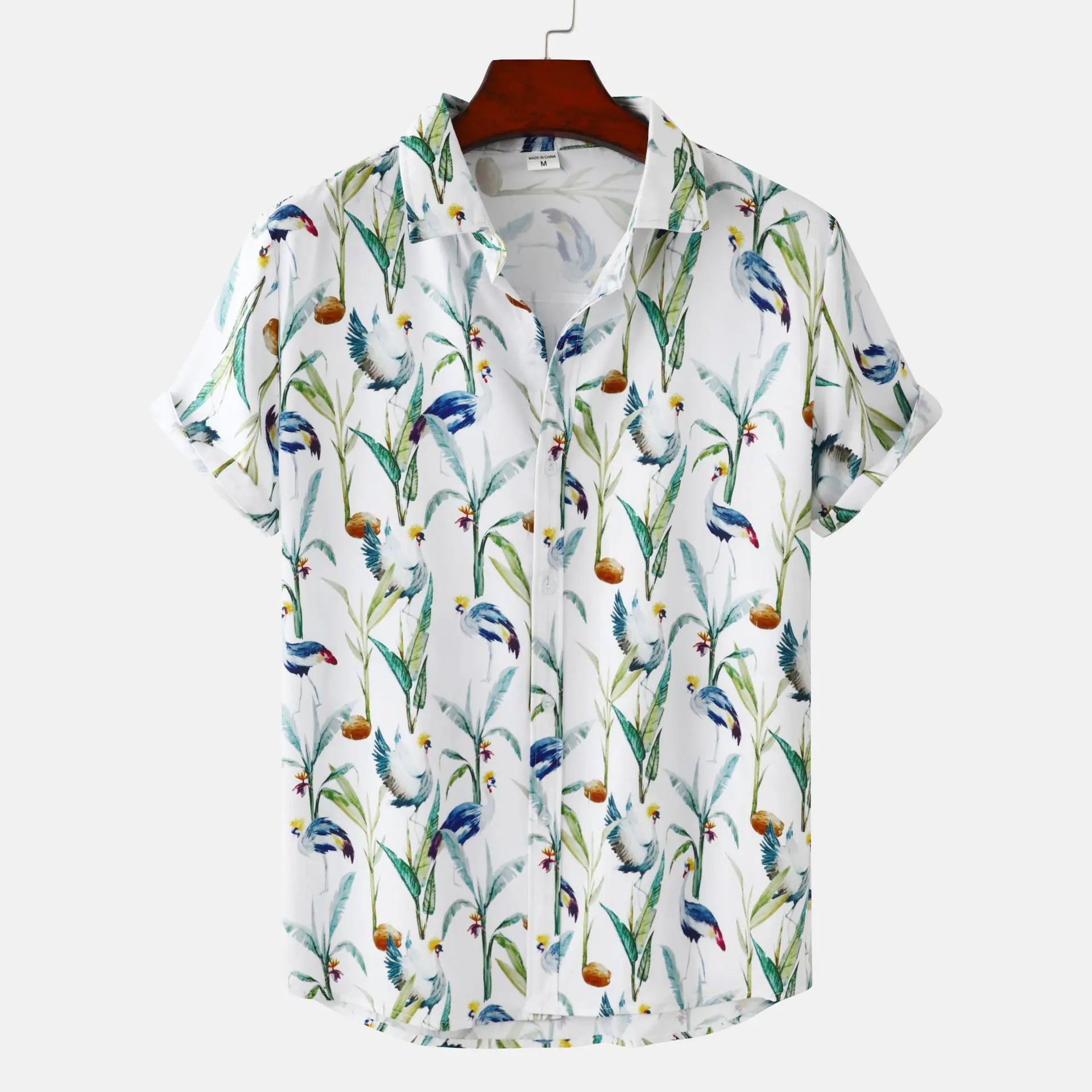 Men's Floral Print Short Sleeve Beach Shirt - Trendy Attic Store01