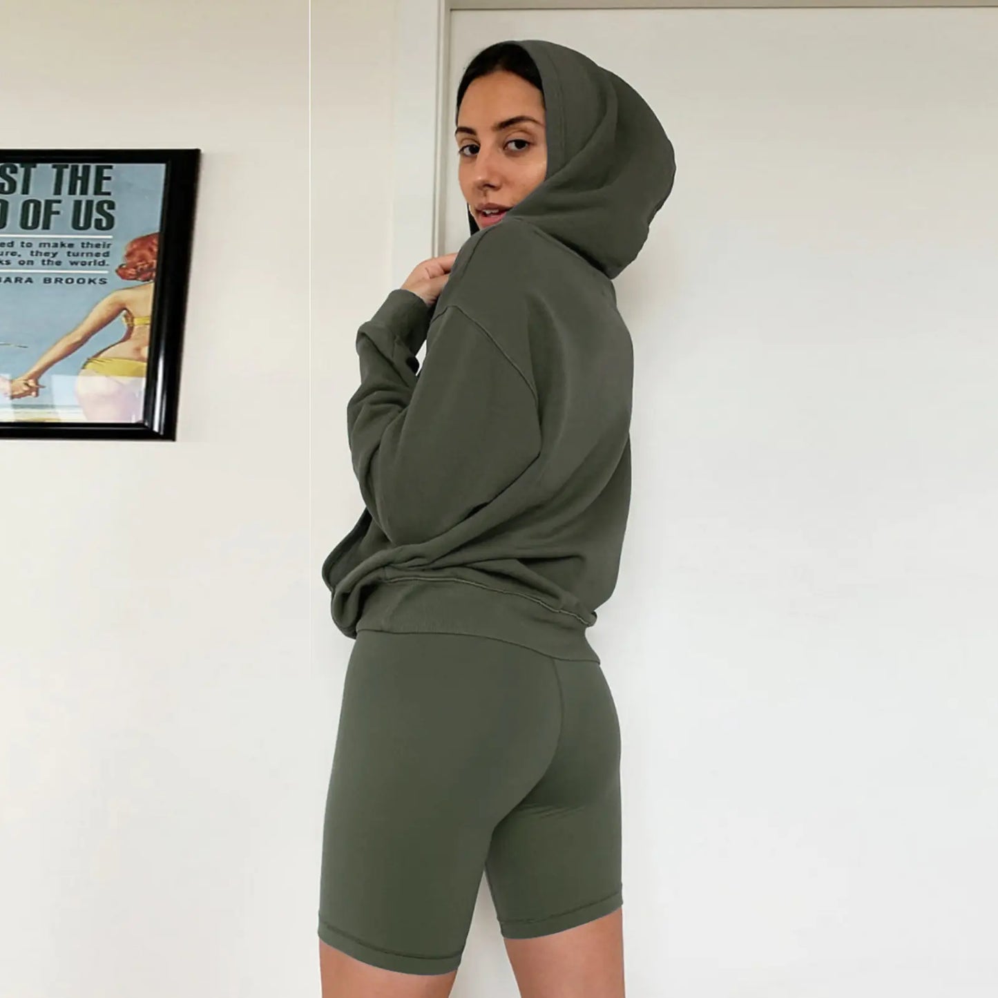 Conjunto de Sudadera con Capucha y Pantalones Cortos Informales de Verano para Mujer