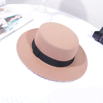 Flat Top Retro British Big Brim Fedora Hat