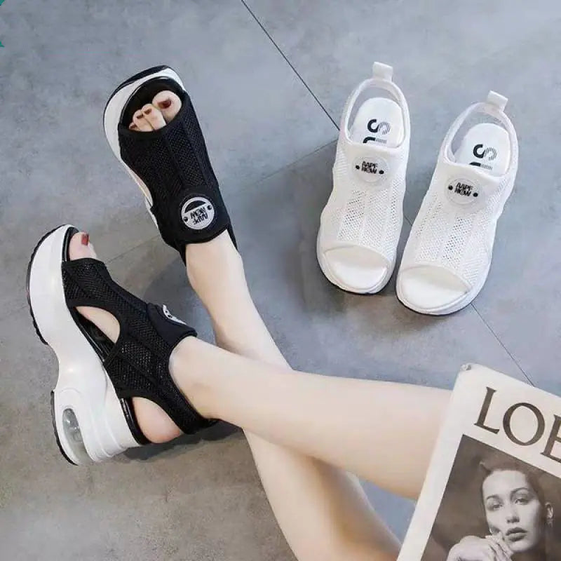 Casual Flyknit Sports Wedge Platform Sandals