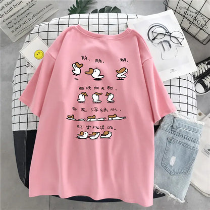 Plus Size Cotton T-Shirt for Women - Loose Fit Summer Top
