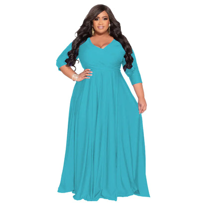 Plus Size V-Neck Elegant Wedding Dress Long Skirt