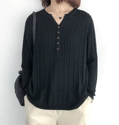 Casual Cotton Knitted Sweater for Women