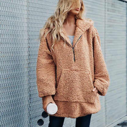 Faux Fur Hoodie & Plush Sweatshirt