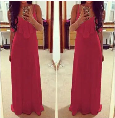 Fashionable Lace Maxi Dress with Spaghetti Straps