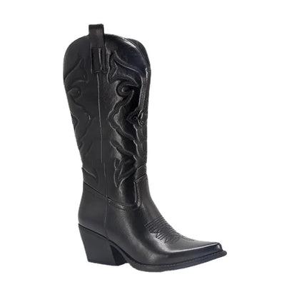 Vintage Women's Chunky Heel High Cowboy Boots - Trendy Attic Store01