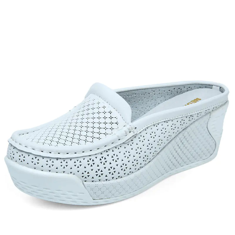 Waterproof Leather Wedge Sandals and Slippers