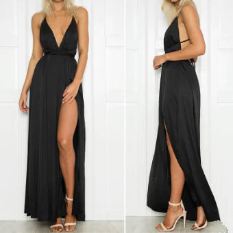 LIVA2018 Summer Deep V-Neck Backless Maxi Dress