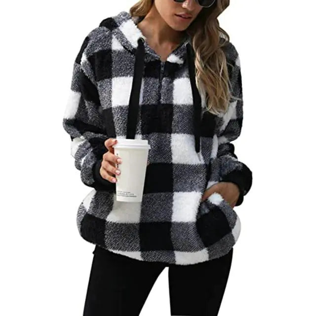 Cozy Women's Plush Hoodie with Drawstring