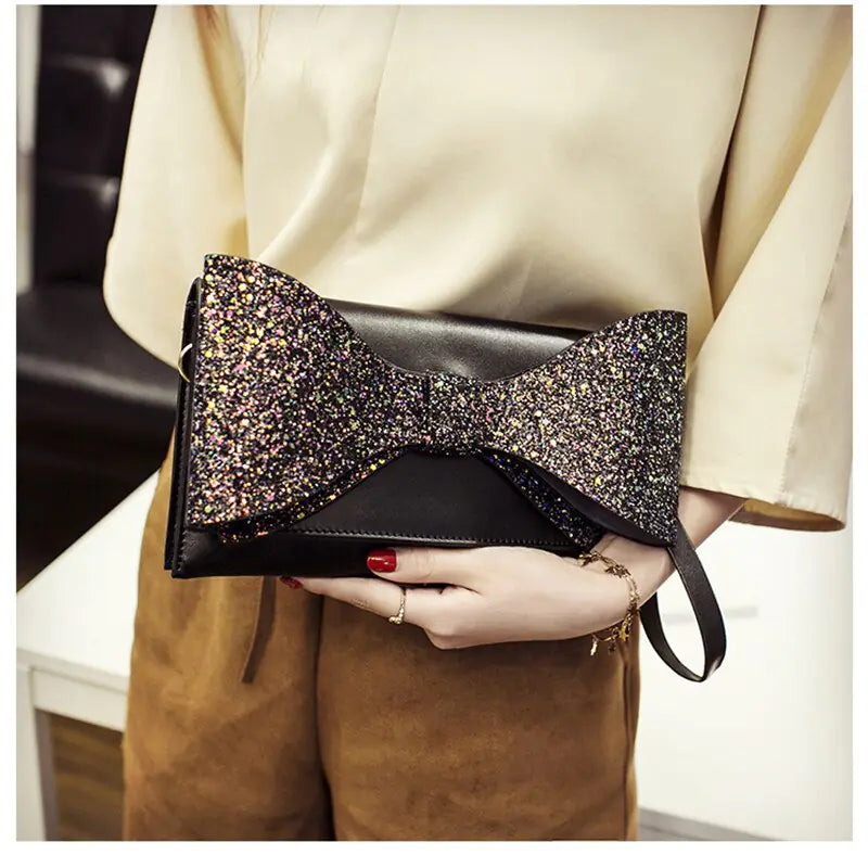 Bolso de mano de lentejuelas brillantes con cadena para mujer