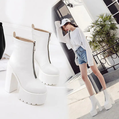 Women's Chunky Heels, Martin Boots, Waterproof Pumps