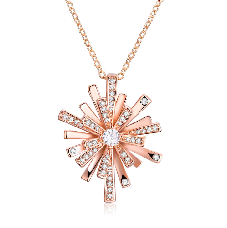 Christmas Snowflake Necklace with Diamond Accents