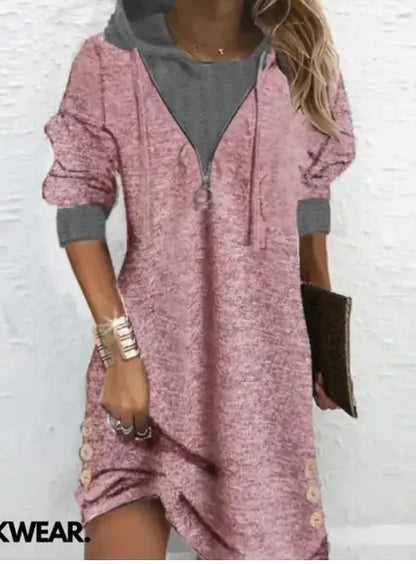 Blusa de mujer de manga larga y cuello redondo con retazos