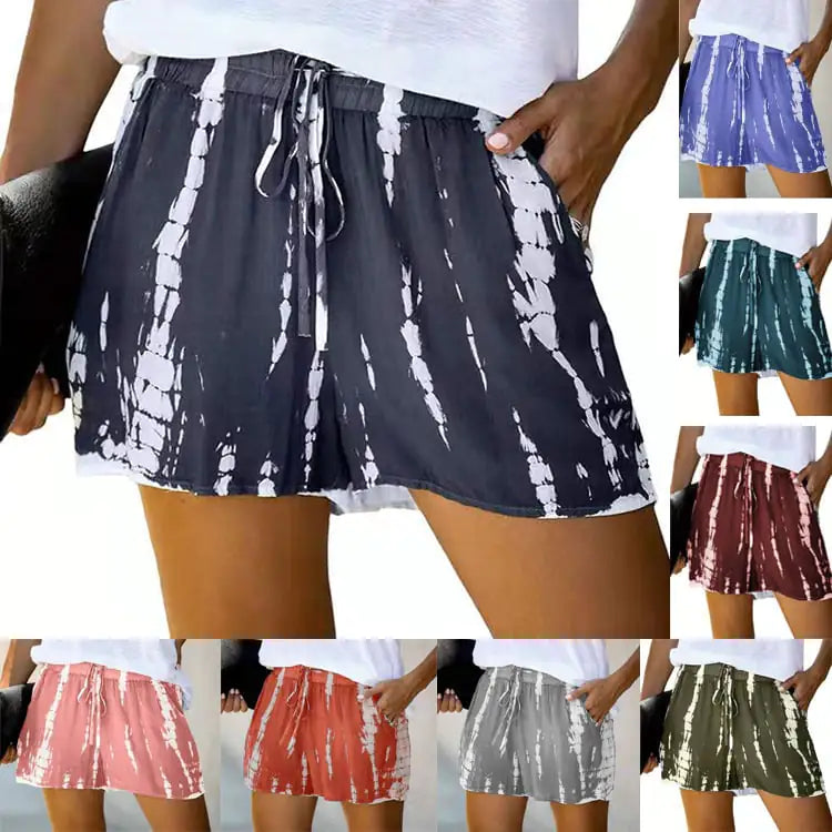 Summer Tie-Dye Striped Wide-Leg Shorts for Women