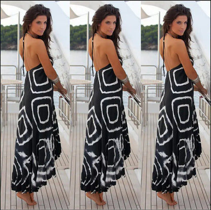 Deep V-Neck Floral Print Asymmetrical Maxi Dress