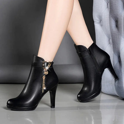 Winter Women's Warm Ankle Boots with Chunky Heels