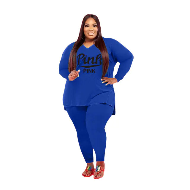 Plus-Size Women's Fashion Color Two-Piece Suit