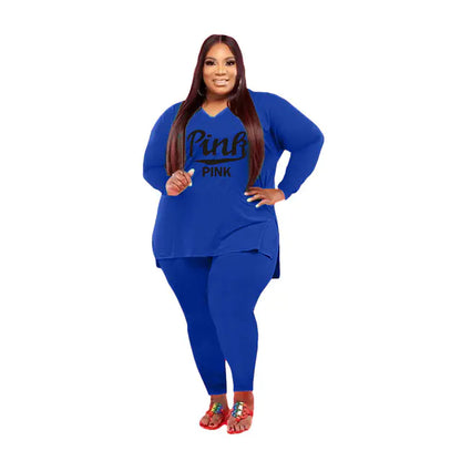 Plus-Size Women's Fashion Color Two-Piece Suit
