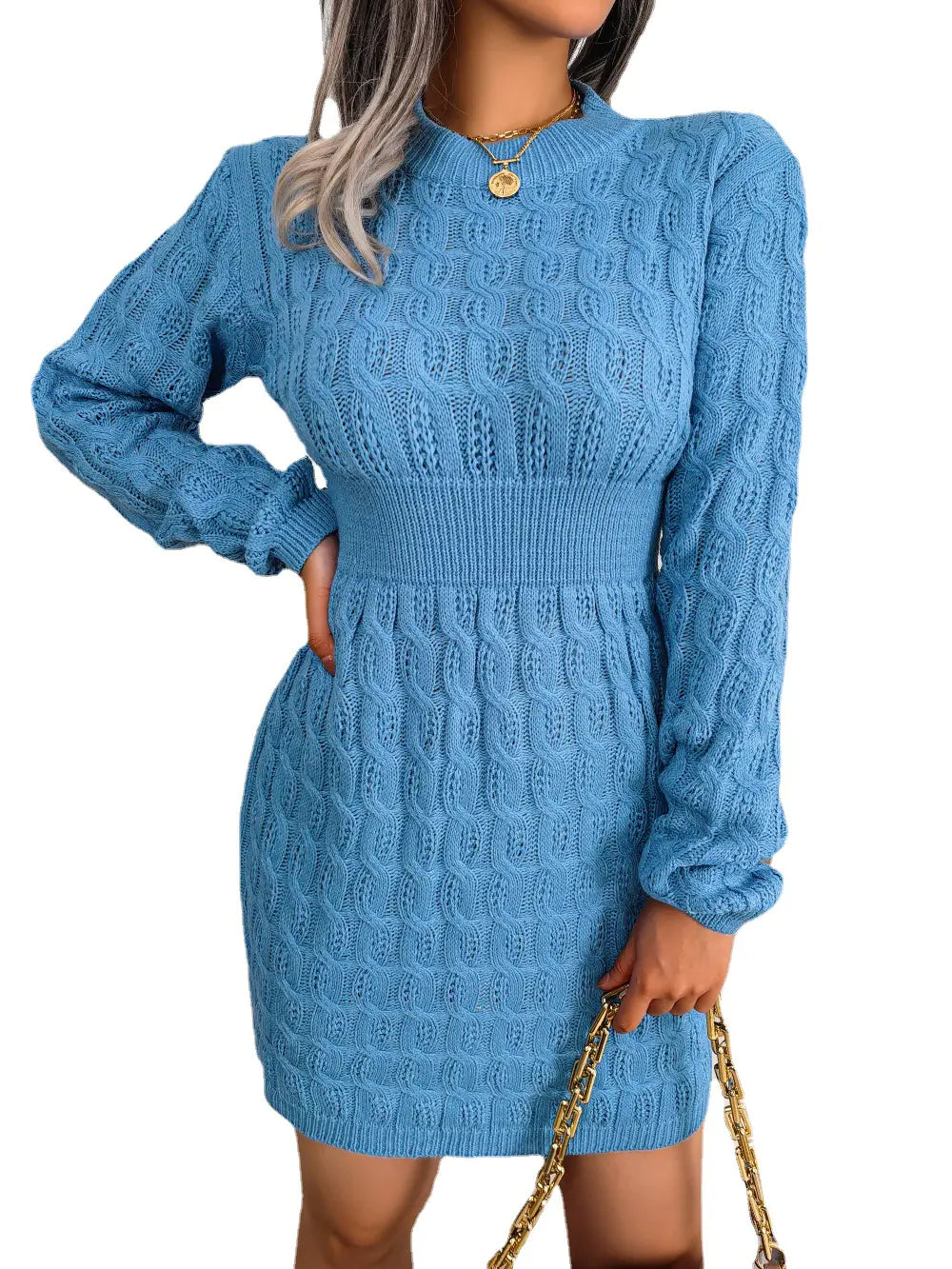 Autumn Winter Casual Knitted Dress for Women
