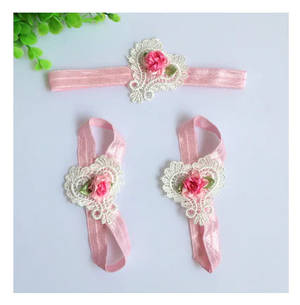 Baby Floral Headband and Foot Accessories Set